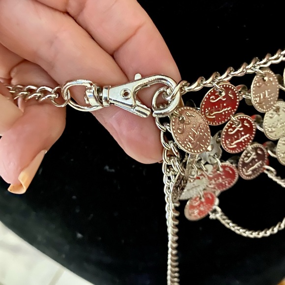 Silver Gypsy boho Metal Coin Coin Belt Adjustable - Picture 5 of 6